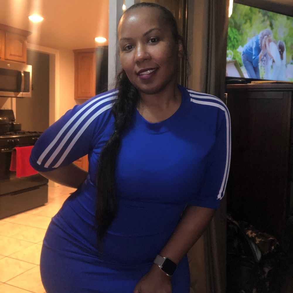 Royal blue maxi capped sleeve dress